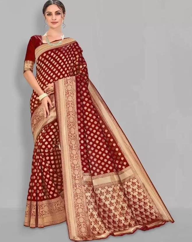 YUGAVEERAA Silk Woven Regular Saree With Unstitched Blouse Piece ( Maroon ) YUGAVEERAA Silk Woven Regular Saree With Unstitched Blouse Piece ( Maroon )