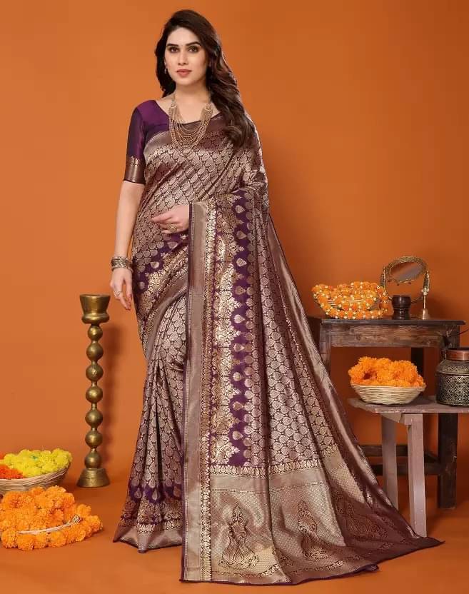     			YUGAVEERAA Silk Woven Regular Saree With Unstitched Blouse Piece ( Wine )