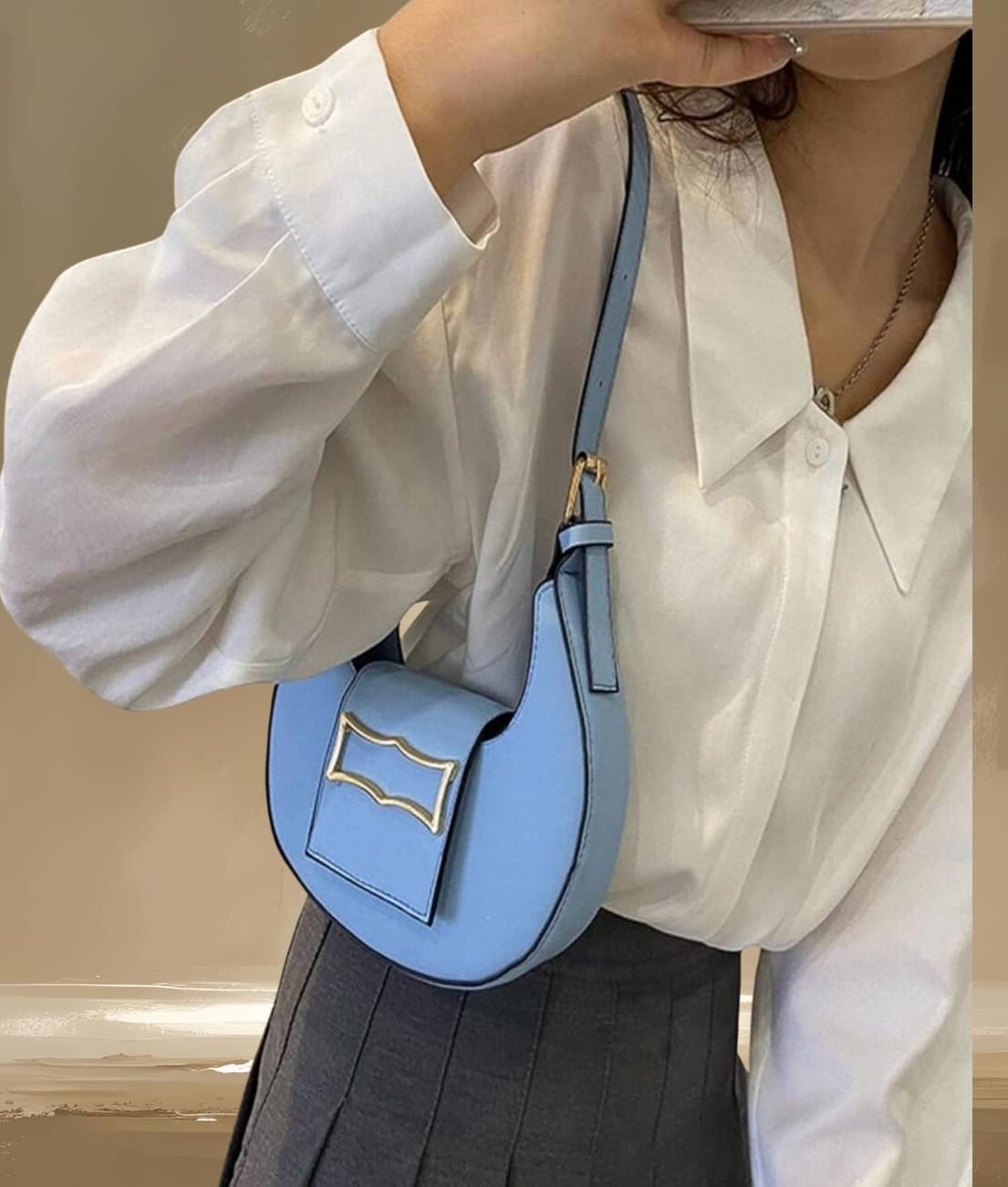     			gufrina Shoulder Bag Pure Leather Set of 1 ( Light Blue )
