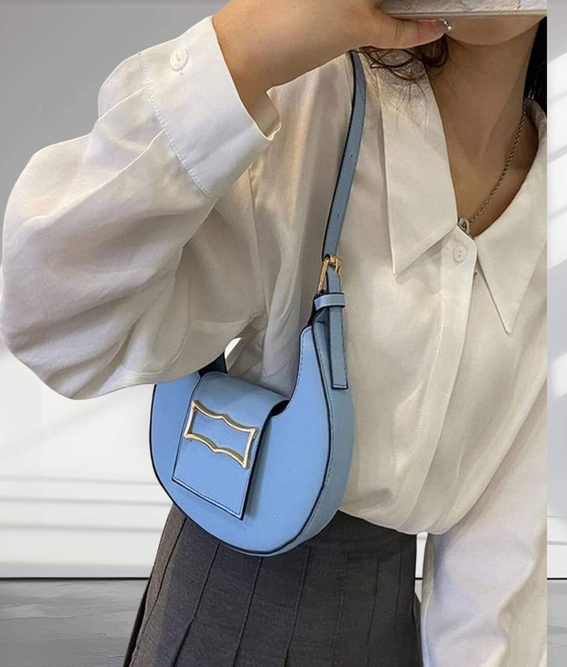     			gufrina Shoulder Bag Pure Leather Set of 1 ( Light Blue )