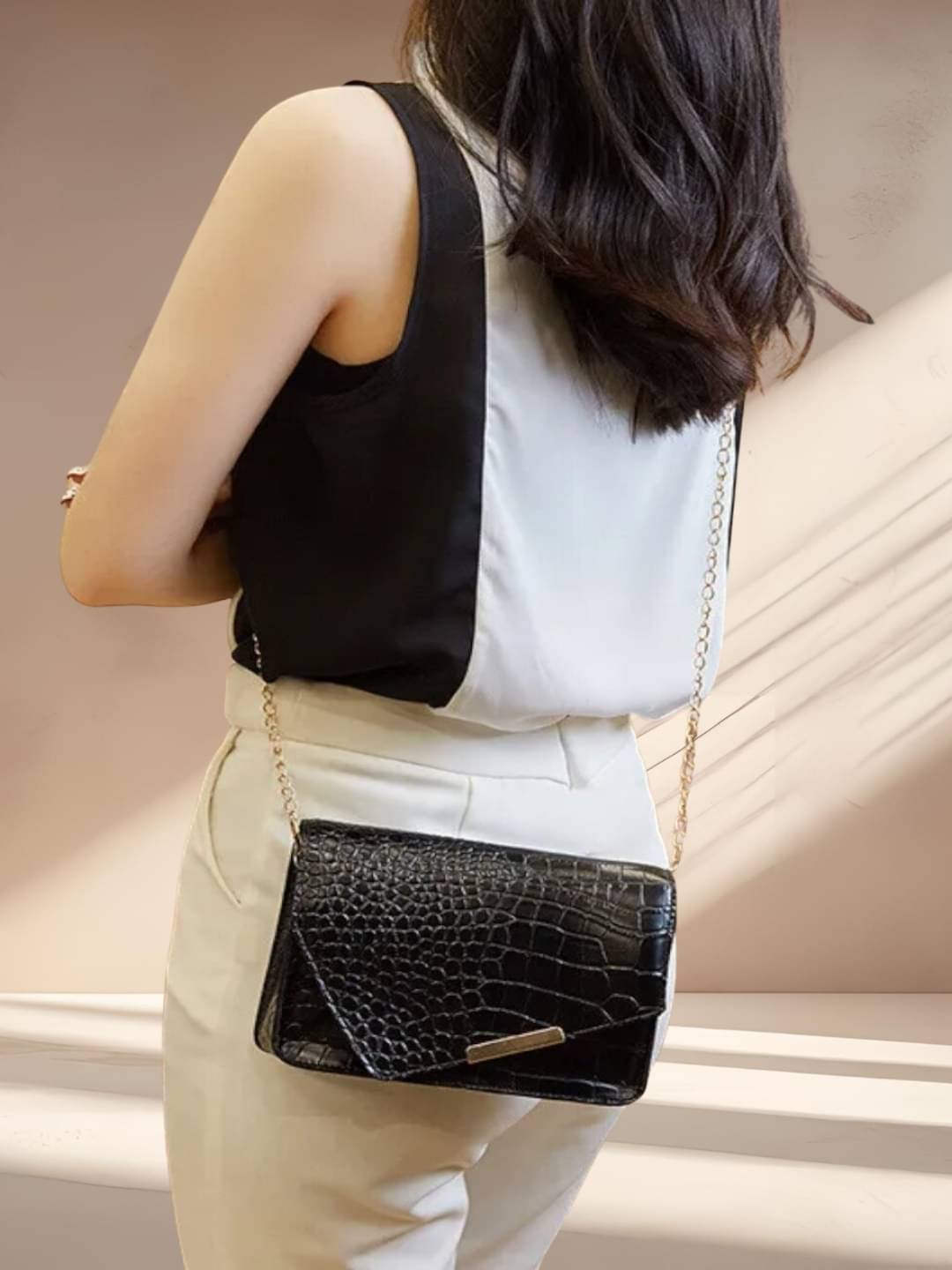     			gufrina Sling Bag PU Set of 1 ( Black )