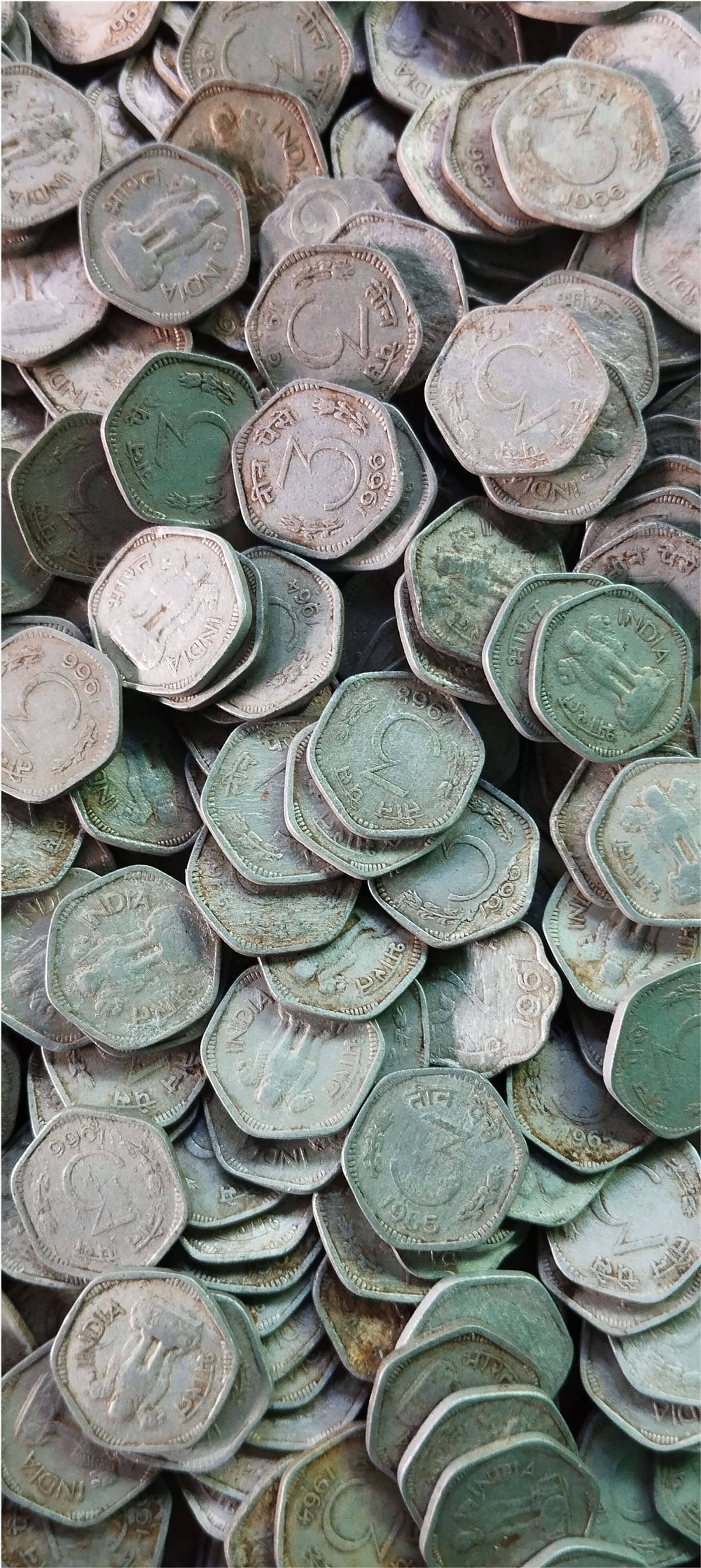     			3 Paisa Aluminium Circulated Condition 1964 - 1971 Mixed Year 100 PCS Lot