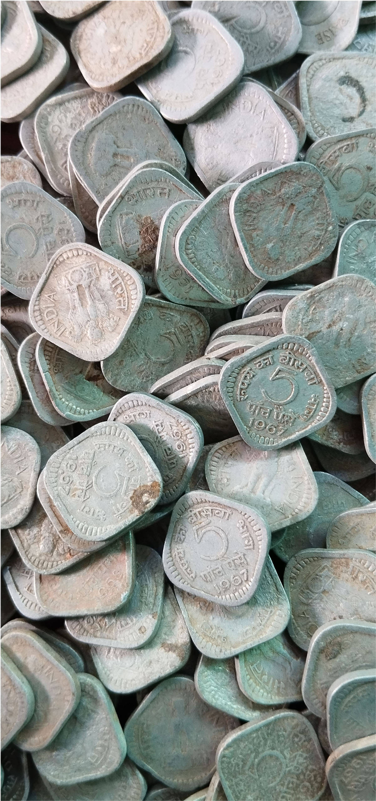     			5 Paisa Aluminium Circulated Condition 1967 - 1984 Mixed Year 50 PCS Lot
