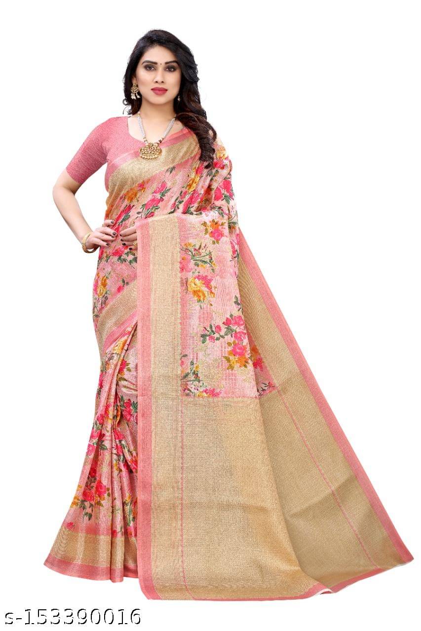 ANNAPURNA CREATION Art Silk Printed Regular Saree With Unstitched Blouse Piece ( Peach ) ANNAPURNA CREATION Art Silk Printed Regular Saree With Unstitched Blouse Piece ( Peach )