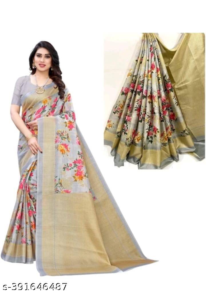 ANNAPURNA CREATION Art Silk Printed Regular Saree With Unstitched Blouse Piece ( Grey ) ANNAPURNA CREATION Art Silk Printed Regular Saree With Unstitched Blouse Piece ( Grey )