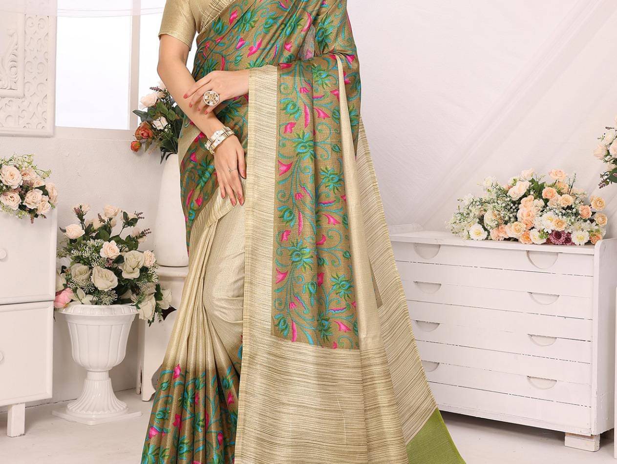 ANNAPURNA CREATION Art Silk Printed Regular Saree With Unstitched Blouse Piece ( Green ) ANNAPURNA CREATION Art Silk Printed Regular Saree With Unstitched Blouse Piece ( Green )