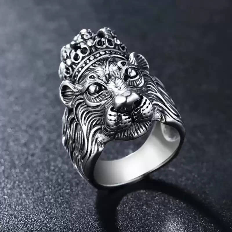 Silver Rings for Boys and Man Lion Design Men Ring Stylish King Lion Silver Ring