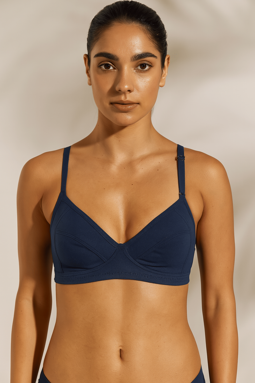 HERBLOURE Pack of 1 Cotton Blend Non Padded T-Shirt Bra For Women ( Navy Blue ) HERBLOURE Pack of 1 Cotton Blend Non Padded T-Shirt Bra For Women ( Navy Blue )