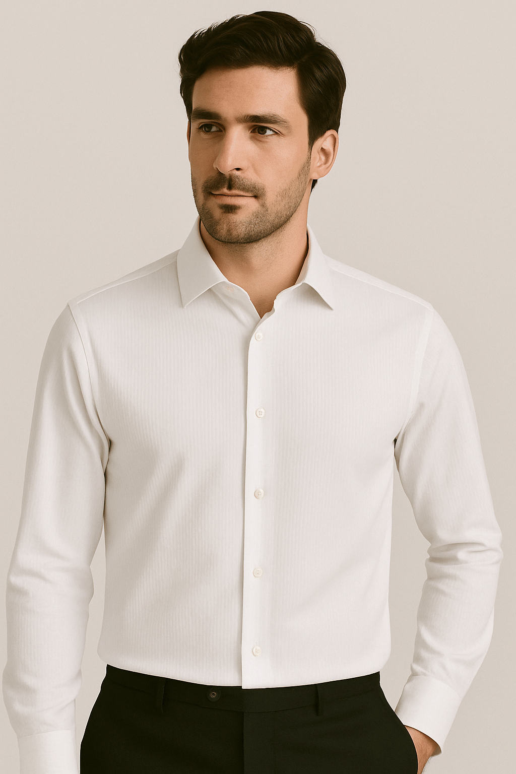     			HETIERS Polyester Slim Fit Solids Full Sleeves Men's Casual Shirt - White ( Pack of 1 )