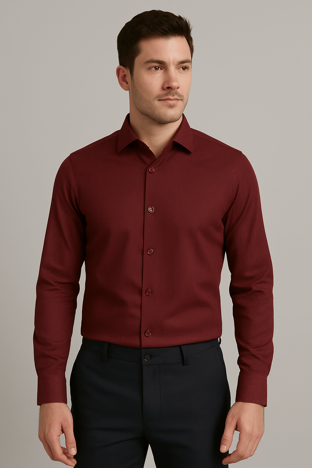     			HETIERS Polyester Slim Fit Solids Full Sleeves Men's Casual Shirt - Maroon ( Pack of 1 )