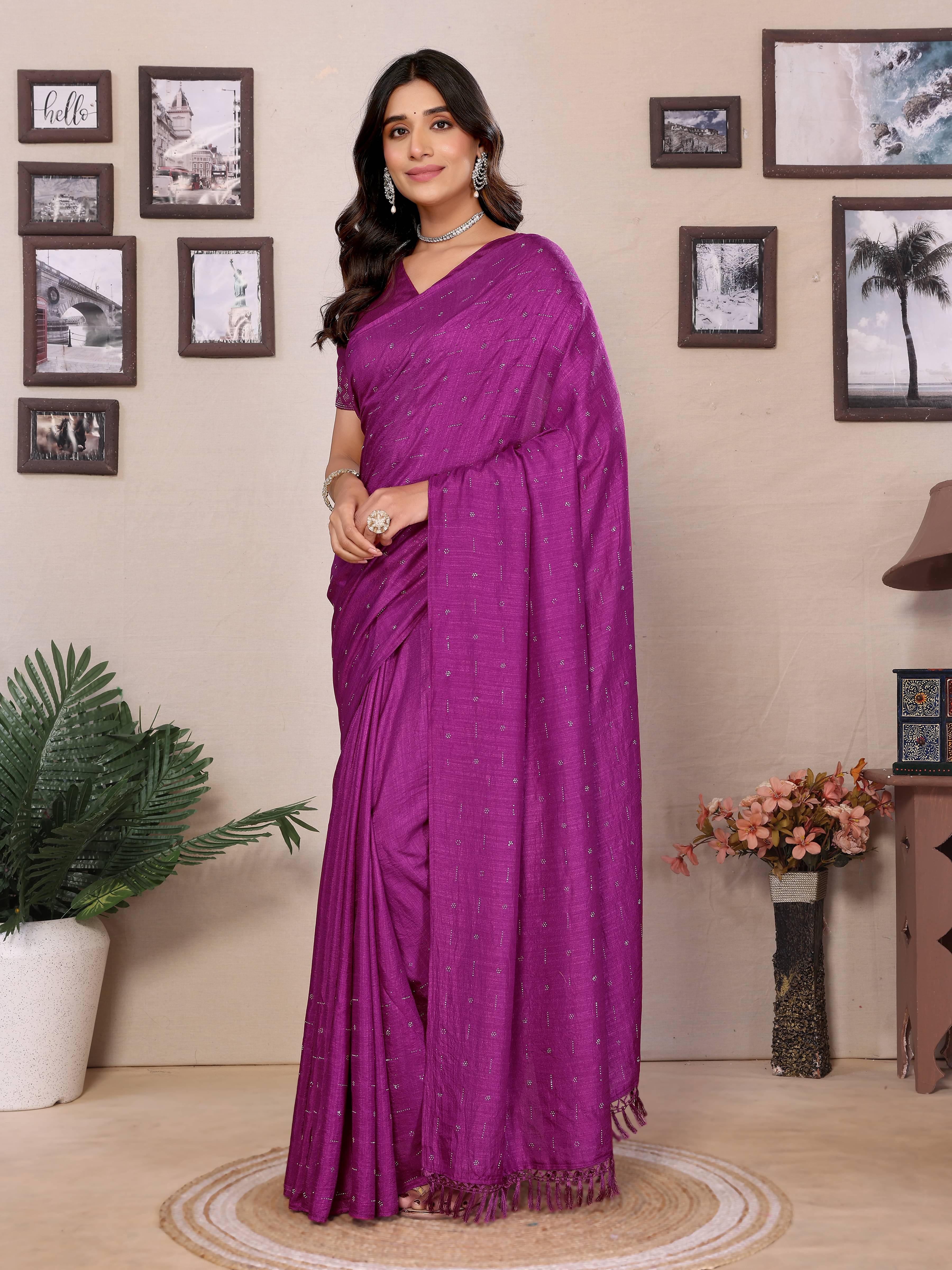     			INDIAN SILKS Silk Printed Regular Saree With Unstitched Blouse Piece ( Purple )