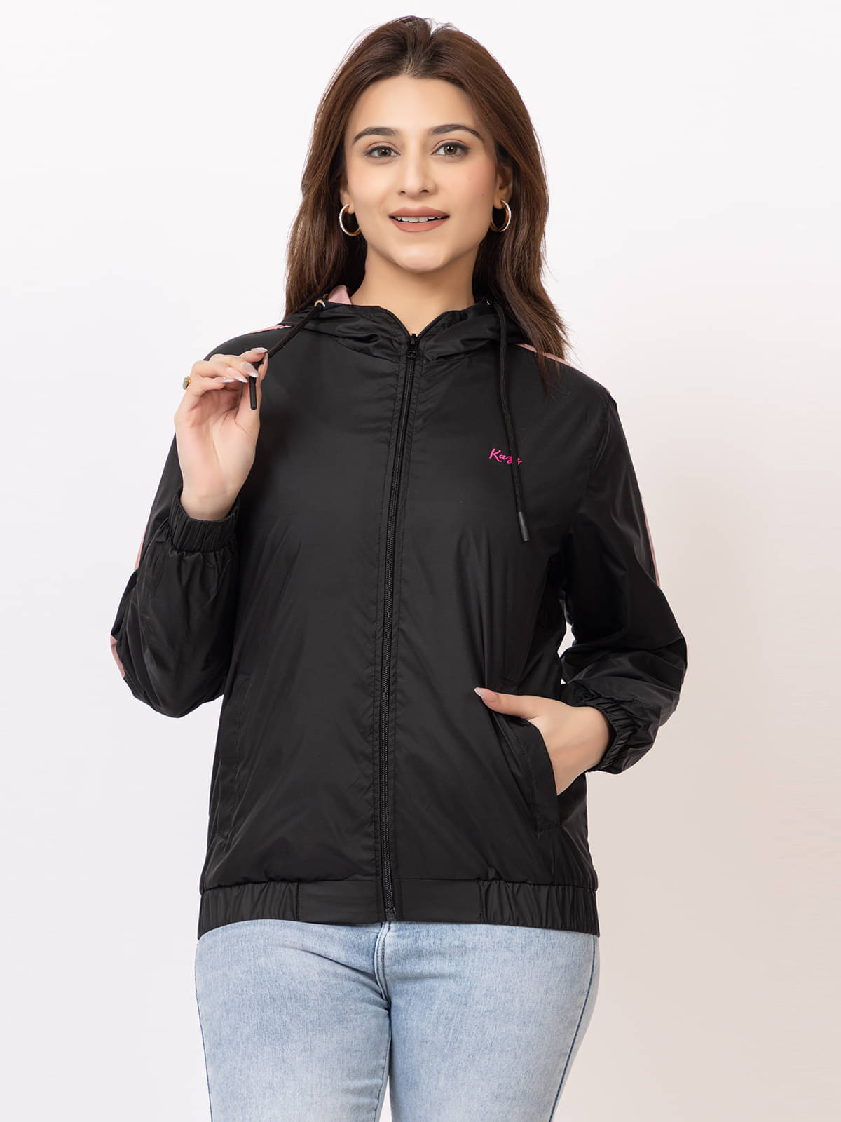     			KAZZ - Nylon Black Hooded Jackets Pack of 1