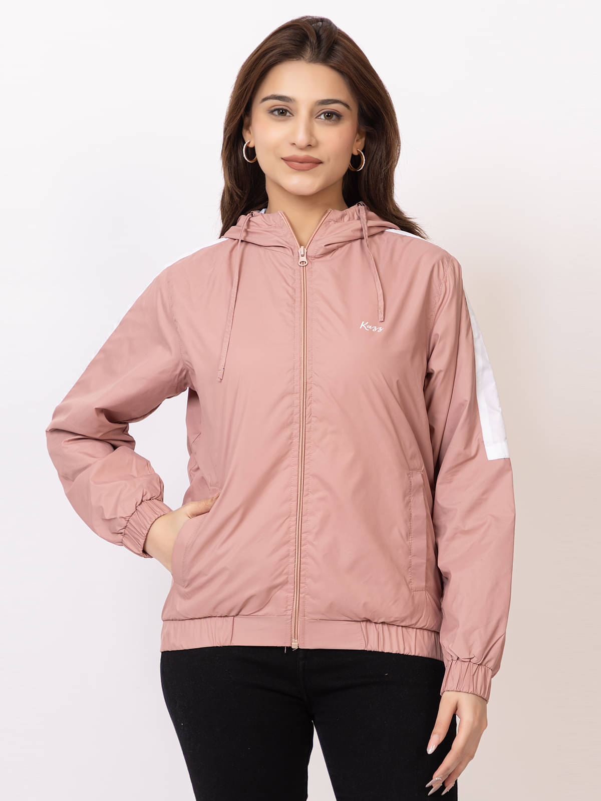     			KAZZ - Nylon Peach Hooded Jackets Pack of 1