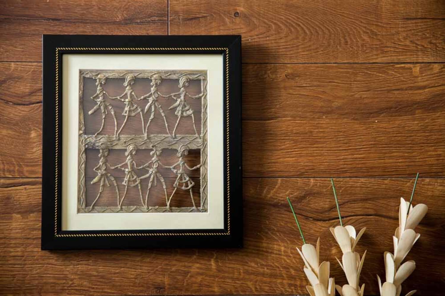 Olha-O-Ethnic-Gifting- Wood Dhokra Art Wall Sculpture Black - Pack of 1 Olha-O-Ethnic-Gifting- Wood Dhokra Art Wall Sculpture Black - Pack of 1