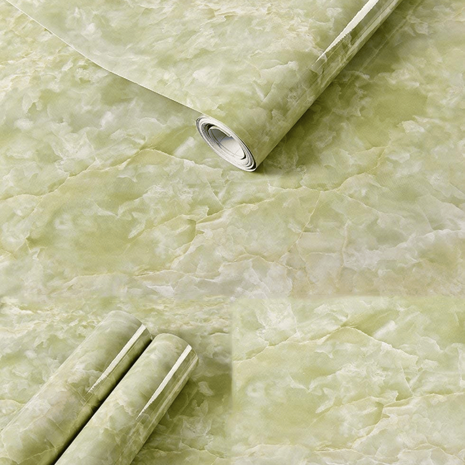     			Self Adhesive Vinyl Green Marble Wallpaper Roll for Cabinets and Dining Table Surface (60x200cm, Pack of 3)