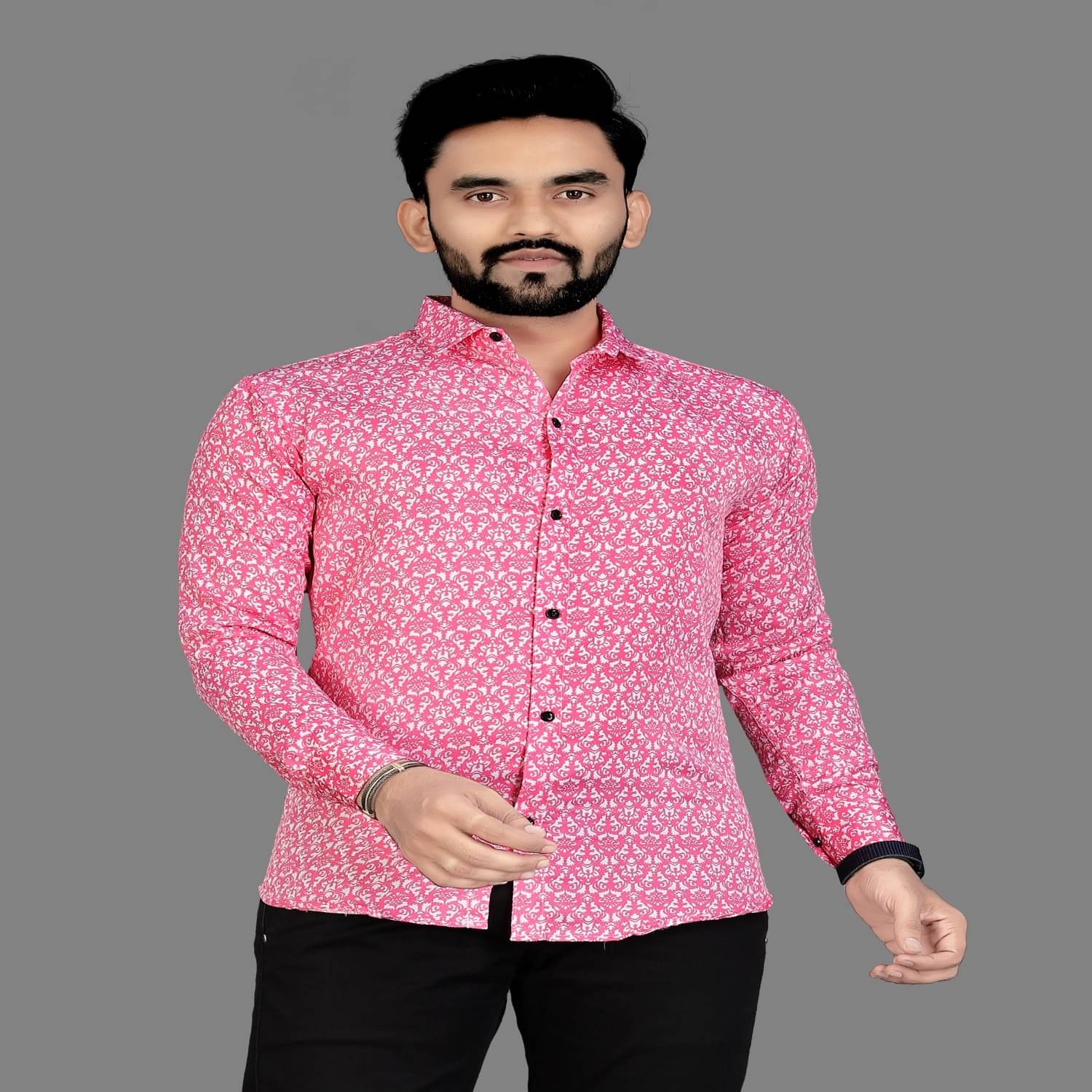     			Shiv Sales Cotton Blend Regular Fit Printed Full Sleeves Men's Casual Shirt - Pink ( Pack of 1 )