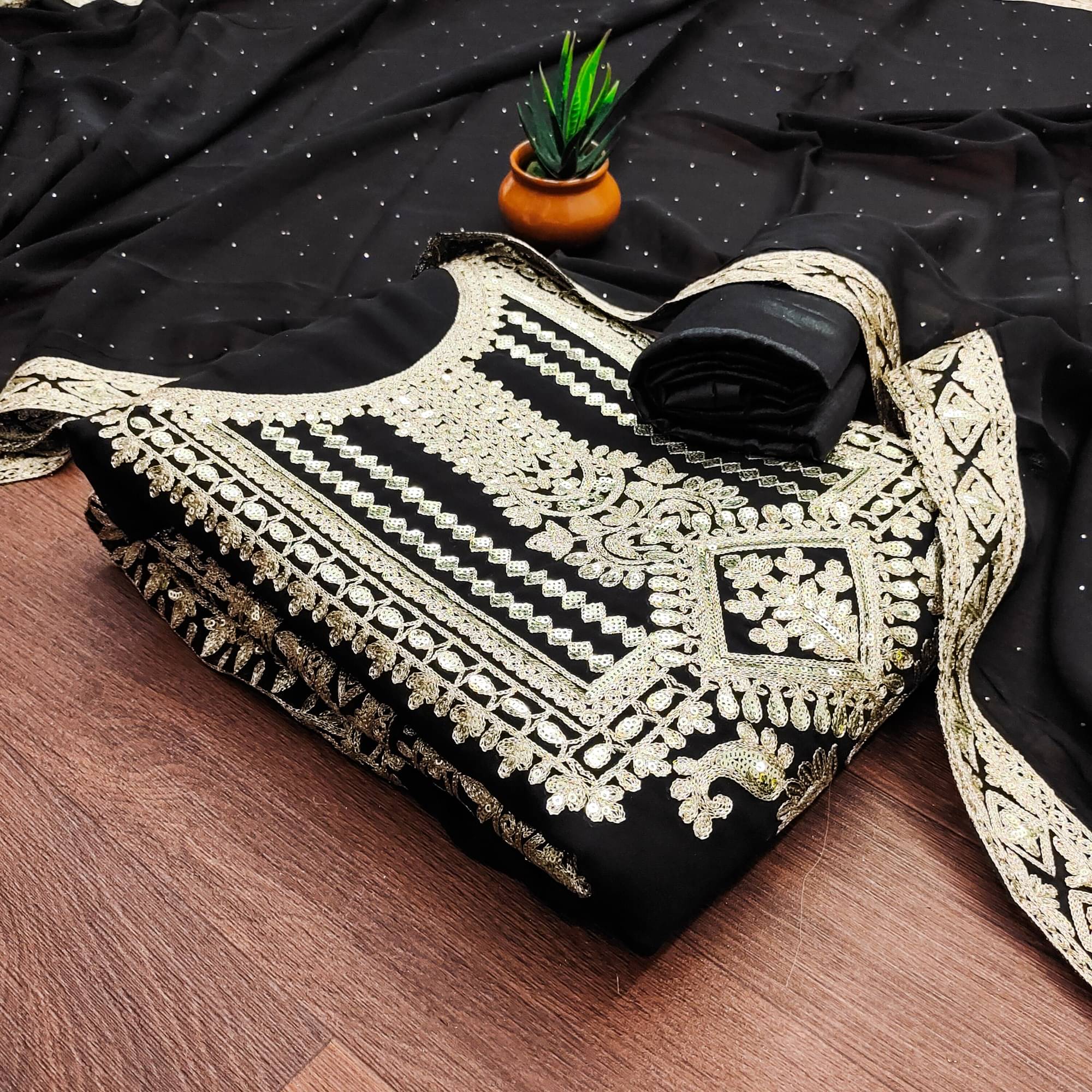    			Shree Mahantam Women Georgette Unstitched Dress Material ( Black )