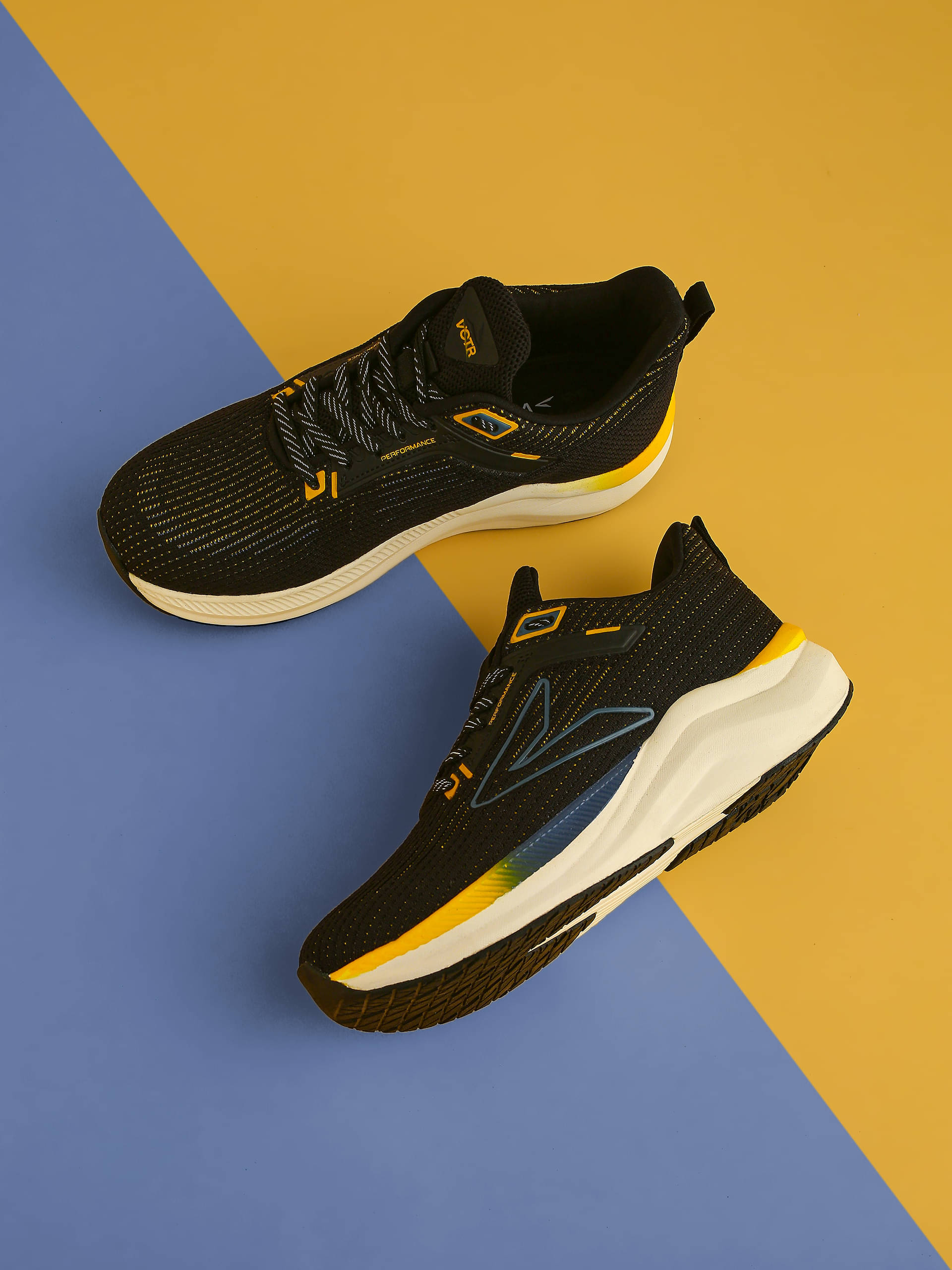     			VCTR Performance PF01 Black Men's Sports Running Shoes
