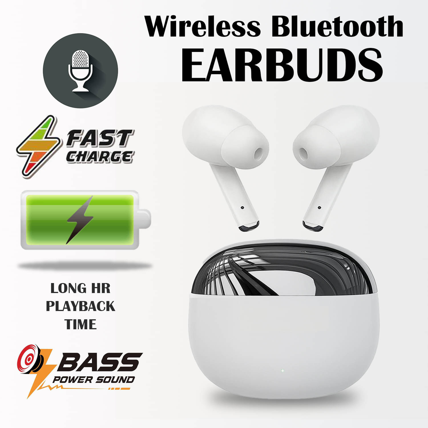     			Wireless Bluetooth Earbuds with , Deep Bass, Touch Controls, Long Battery Life & Charging Case for Calls & Workout