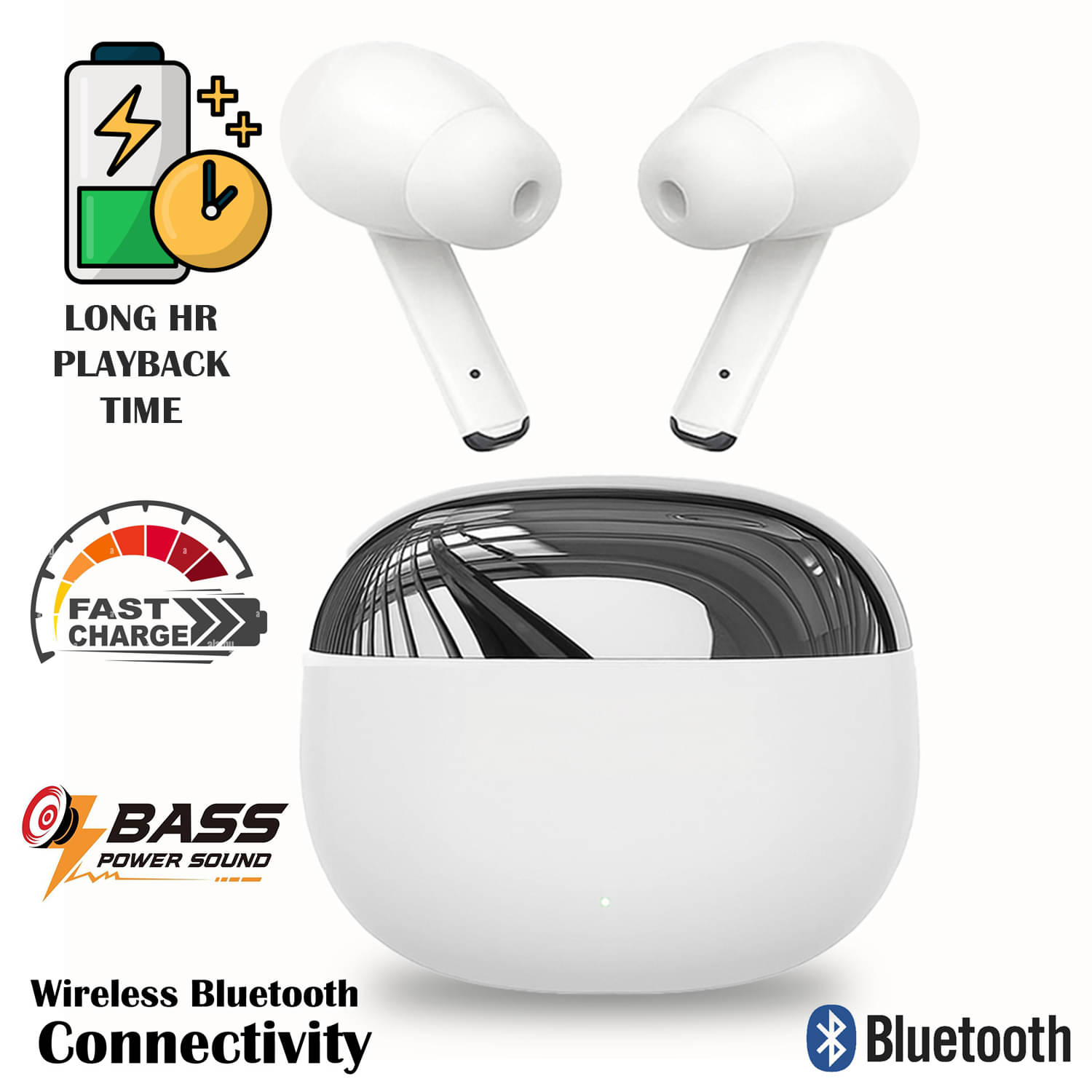     			Wireless Bluetooth Earbuds with , Deep Bass, Touch Controls, Long Battery Life & Charging Case for Calls & Workout