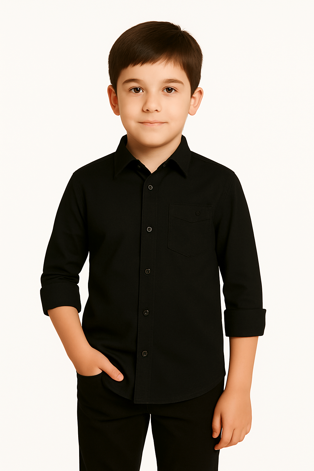 ZAKAR Pack of 1 Boys Cotton Blend Full Sleeves Shirt ( Black ) ZAKAR Pack of 1 Boys Cotton Blend Full Sleeves Shirt ( Black )