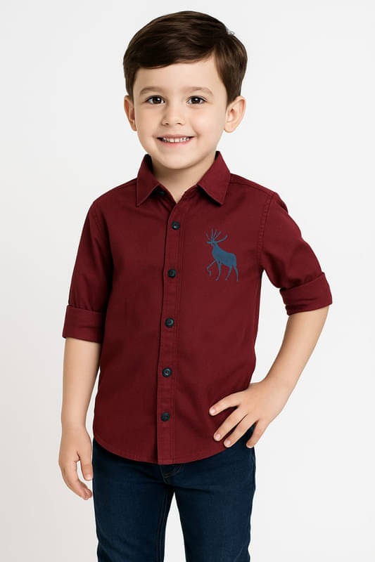 kiyansh club Pack of 1 Boys Cotton Blend Full Sleeves Shirt ( Maroon ) kiyansh club Pack of 1 Boys Cotton Blend Full Sleeves Shirt ( Maroon )