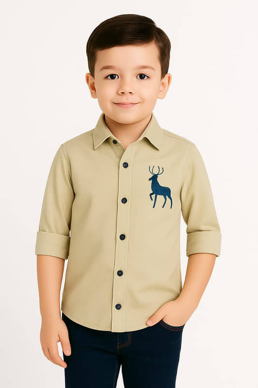     			kiyansh club Pack of 1 Boys Cotton Blend Full Sleeves Shirt ( Beige )