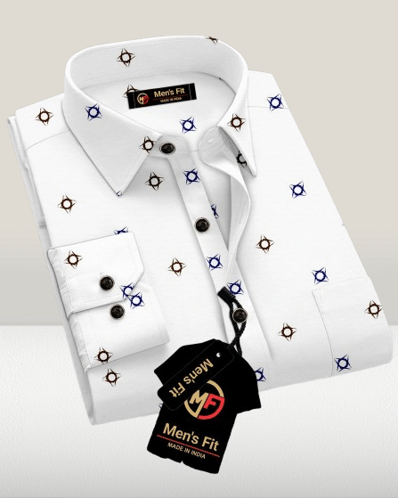     			mensfit Cotton Blend Regular Fit Printed Full Sleeves Men's Casual Shirt - White ( Pack of 1 )