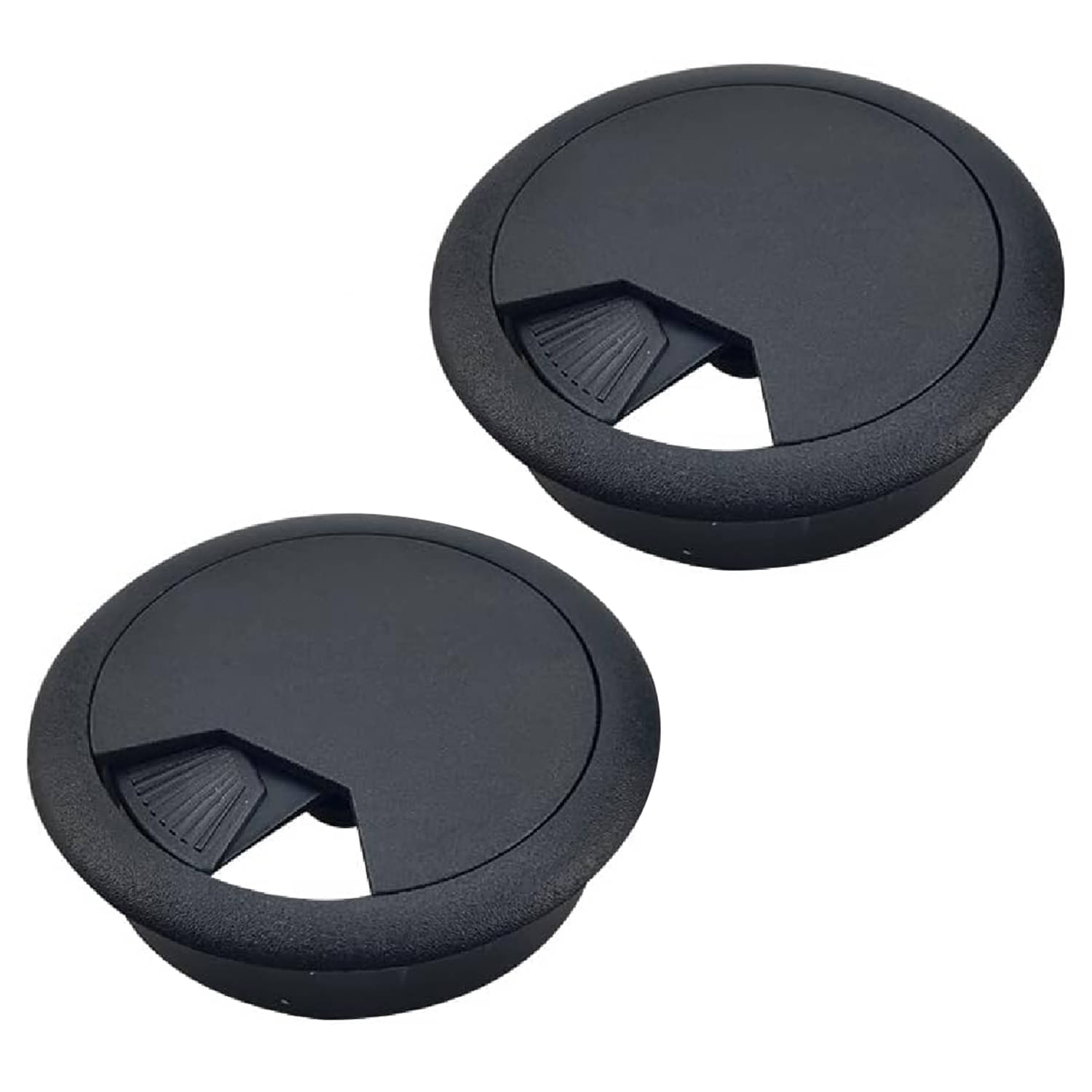     			2 Pcs Black Plastic Desk Wire Hole Cover - Cable Organizer for Computer Table, Office Desk