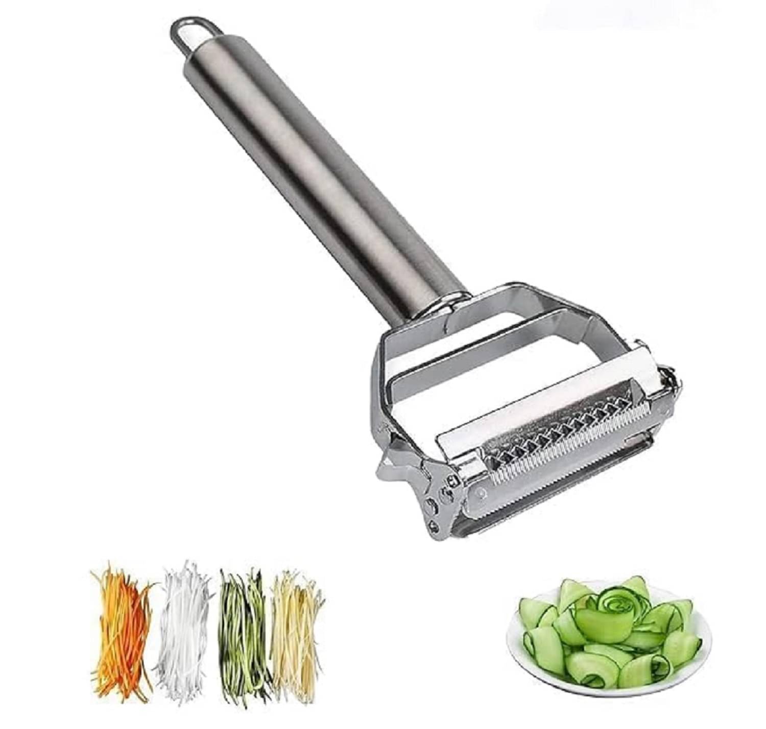     			2 in 1 Stainless Steel Julienne Vegetable Peeler Multi-Functional Fruit & Veggie Shredder Slicer and Grater for Potatoes, Carrots, Cucumbers