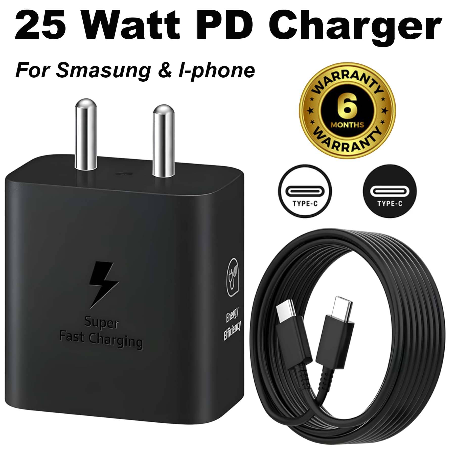 25 Watt PD Fast Charger Supports Fast Charge with Type C to Type C Cable, Fast Charging Mobile Charger for Sam-sung & I-Phone Devices 25 Watt PD Fast Charger Supports Fast Charge with Type C to Type C Cable, Fast Charging Mobile Charger for Sam-sung & I-Phone Devices