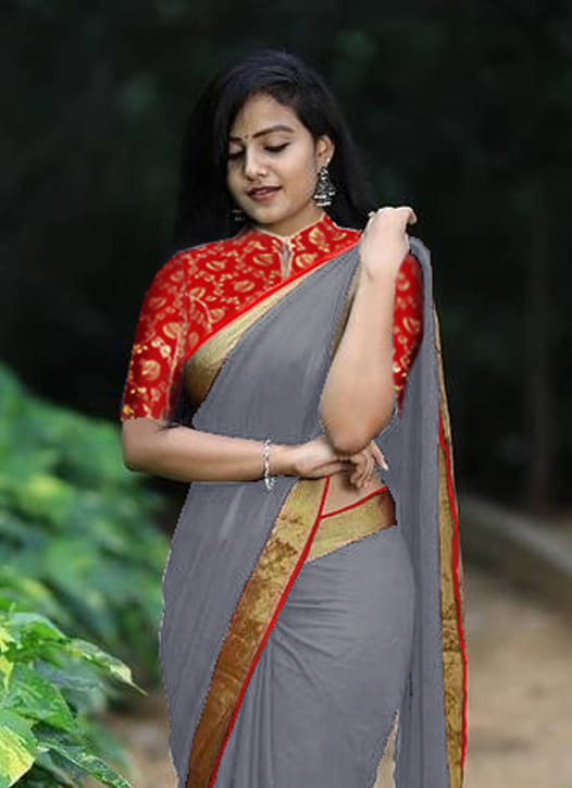Avenue Creation Georgette Solid Regular Saree With Unstitched Blouse Piece ( Light Grey ) Avenue Creation Georgette Solid Regular Saree With Unstitched Blouse Piece ( Light Grey )