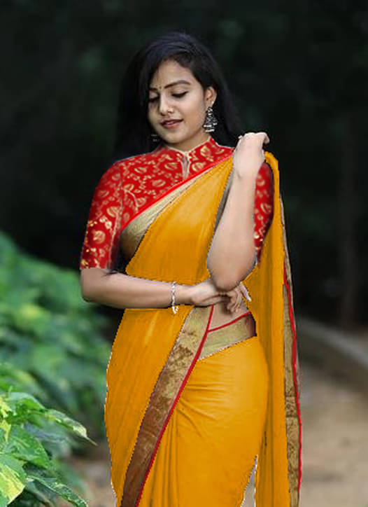     			Avenue Creation Georgette Solid Regular Saree With Unstitched Blouse Piece ( Gold )