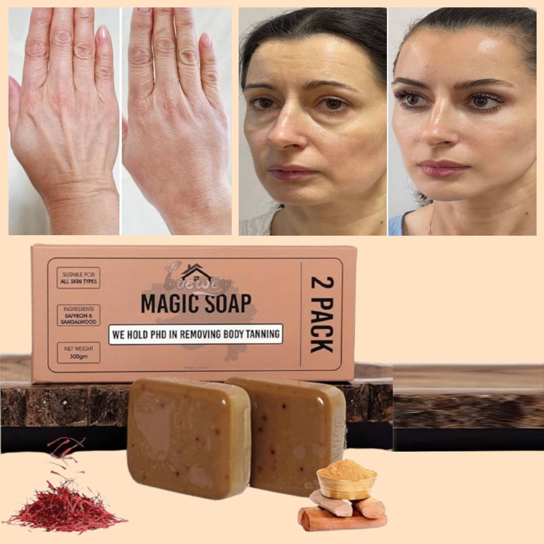     			BUEWEY Beauty GHARI Soap Magic And Saffron Bath Soap for All Skin Type ( Pack of 2 )