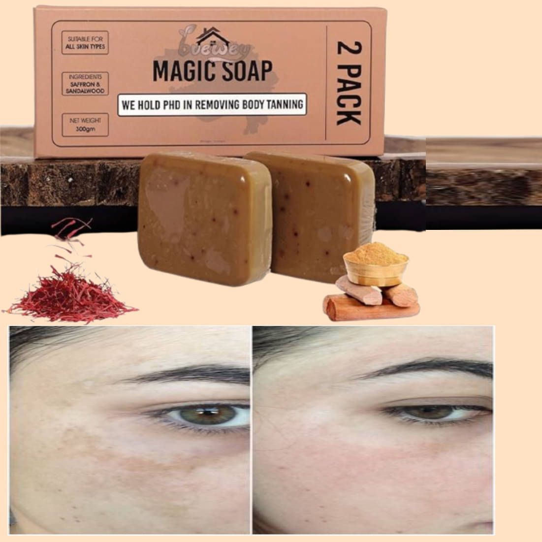     			BUEWEY Beauty GHARI Soap Magic And Saffron Bath Soap for All Skin Type ( Pack of 2 )