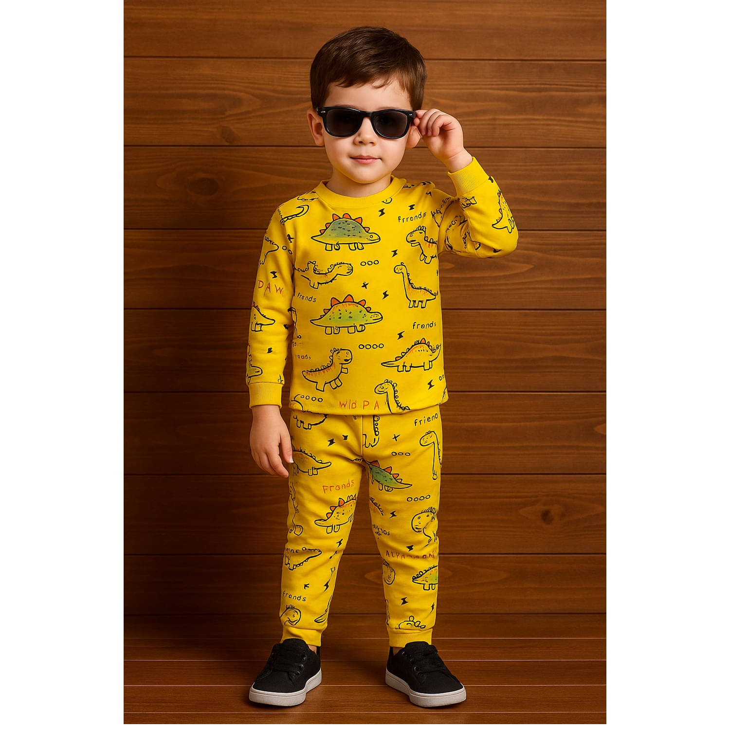     			Billyball Pack of 1 Unisex Cotton T-Shirt & Trackpants Set ( Yellow )