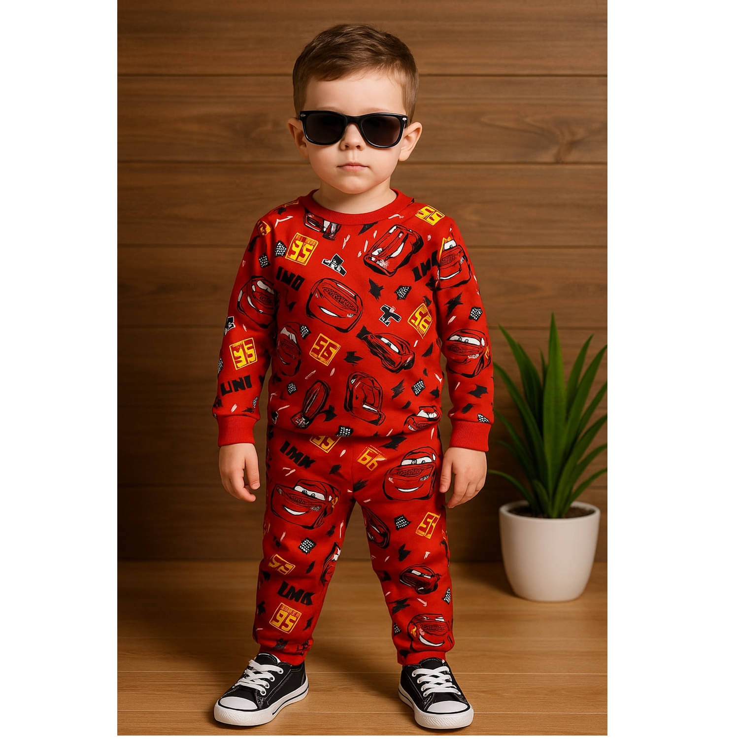     			Billyball Pack of 1 Unisex Cotton T-Shirt & Trackpants Set ( Red )