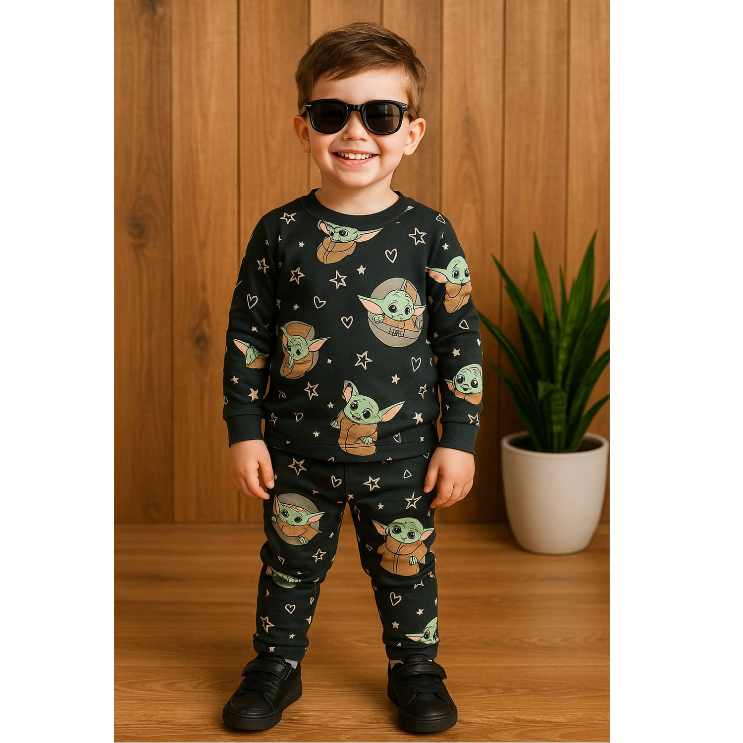     			Billyball Pack of 1 Unisex Cotton T-Shirt & Trackpants Set ( Black )