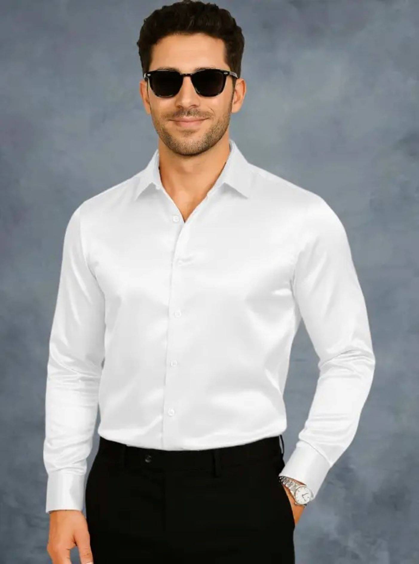     			CEO FABRICS Satin Regular Fit Full Sleeves Men's Formal Shirt - White ( Pack of 1 )