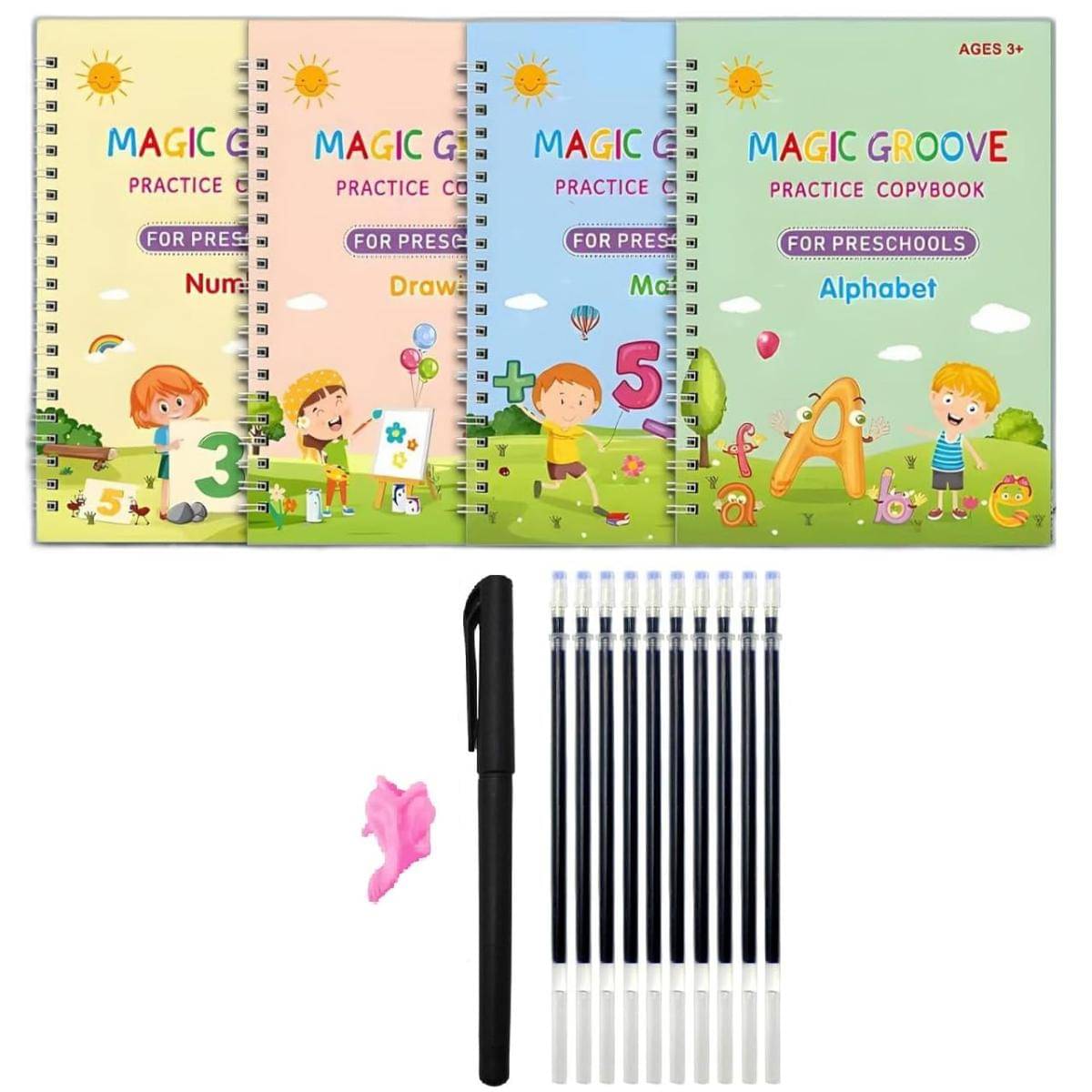 DAYANI BROTHER'S Magic Practice Copybook (4 Books +10 Refills + 1Grip +1 Pen) - magic book, magic practice book, sank magic practice book, magic practice copybook, sank magic practice copybook, magic book for kids DAYANI BROTHER'S Magic Practice Copybook (4 Books +10 Refills + 1Grip +1 Pen) - magic book, magic practice book, sank magic practice book, magic practice copybook, sank magic practice copybook, magic book for kids