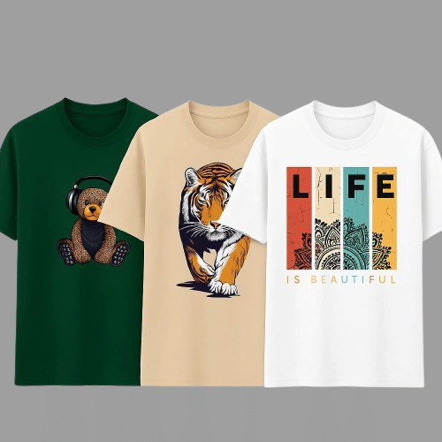     			ELBATROSS Men Polyester Slim Fit Printed T-Shirt ( Multicolor3 )