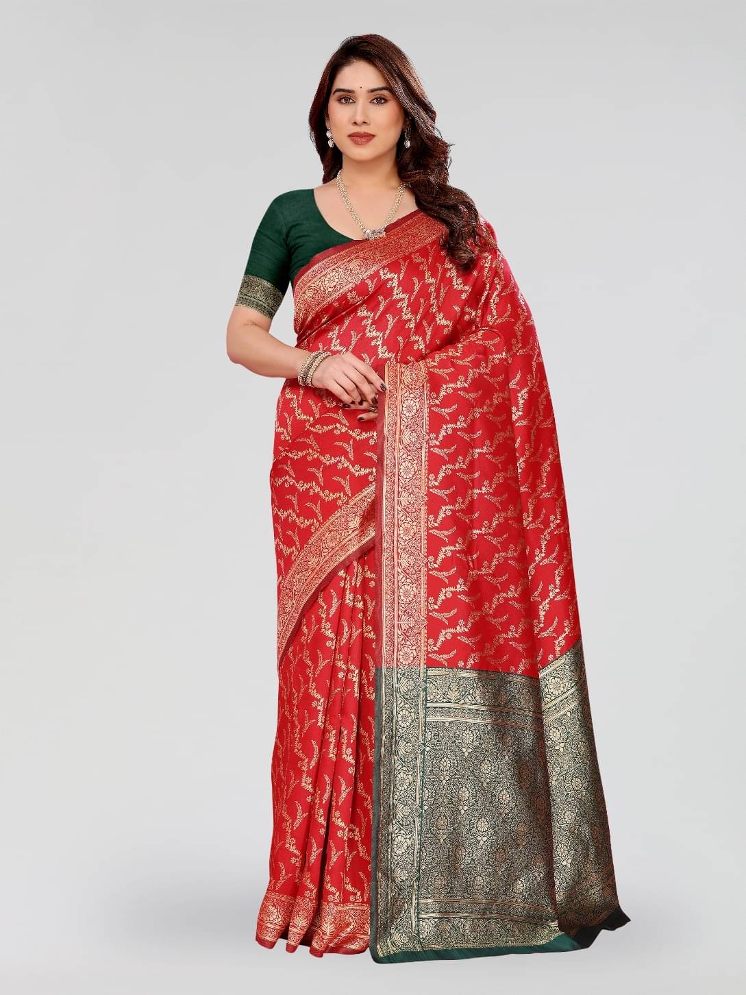     			HEMA SILK MILLS Silk Printed Regular Saree With Unstitched Blouse Piece ( Sea Green )