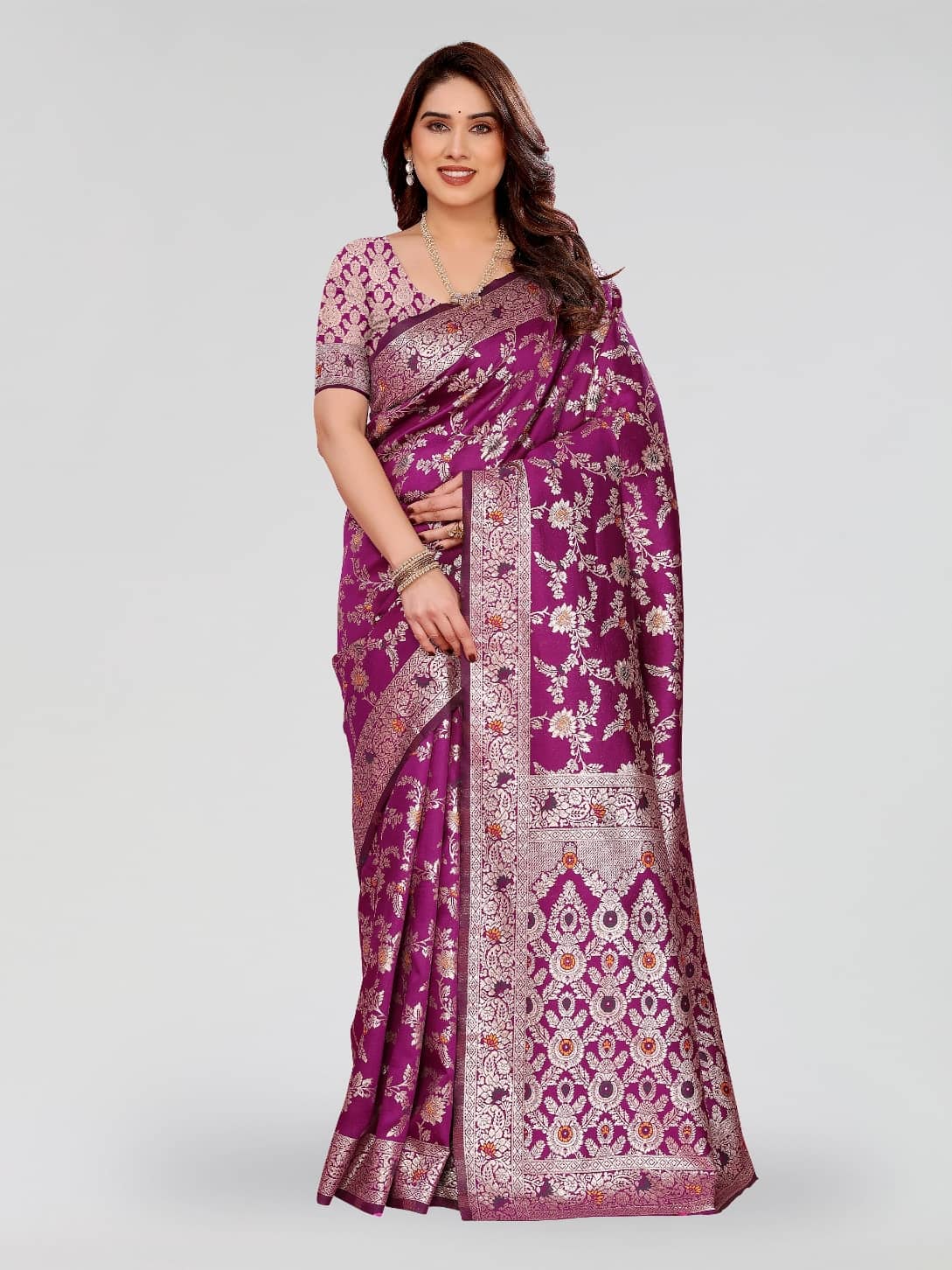 HEMA SILK MILLS Silk Printed Regular Saree With Unstitched Blouse Piece ( Blue ) - Sarees | Buy online on ZillyBuy
