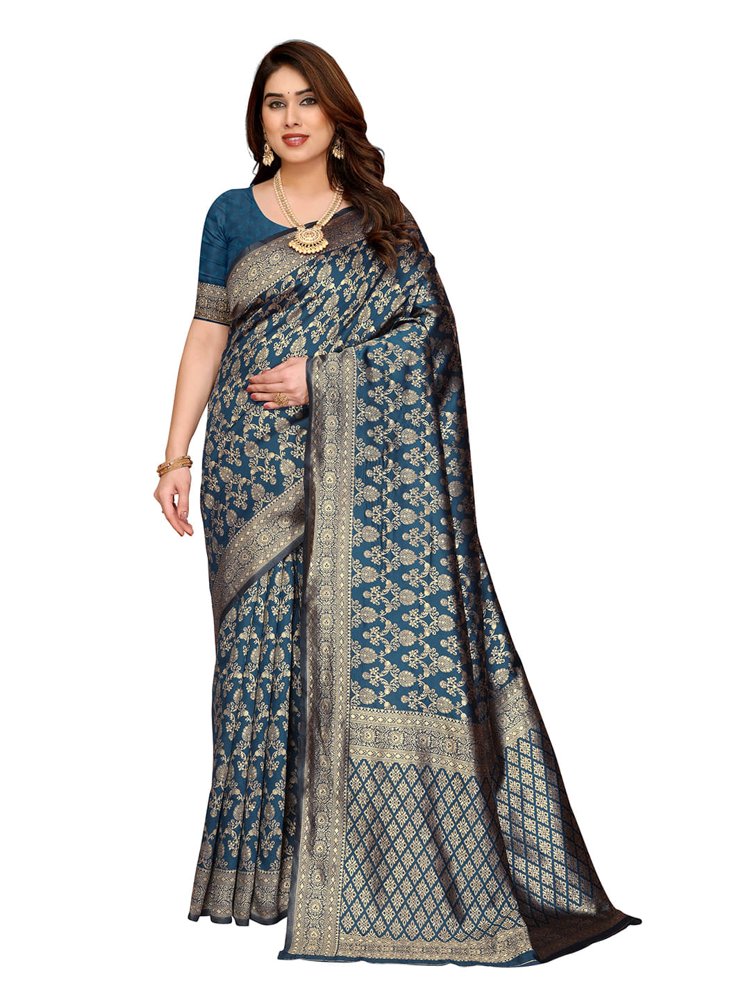     			HEMA SILK MILLS Silk Printed Regular Saree With Unstitched Blouse Piece ( Rama )
