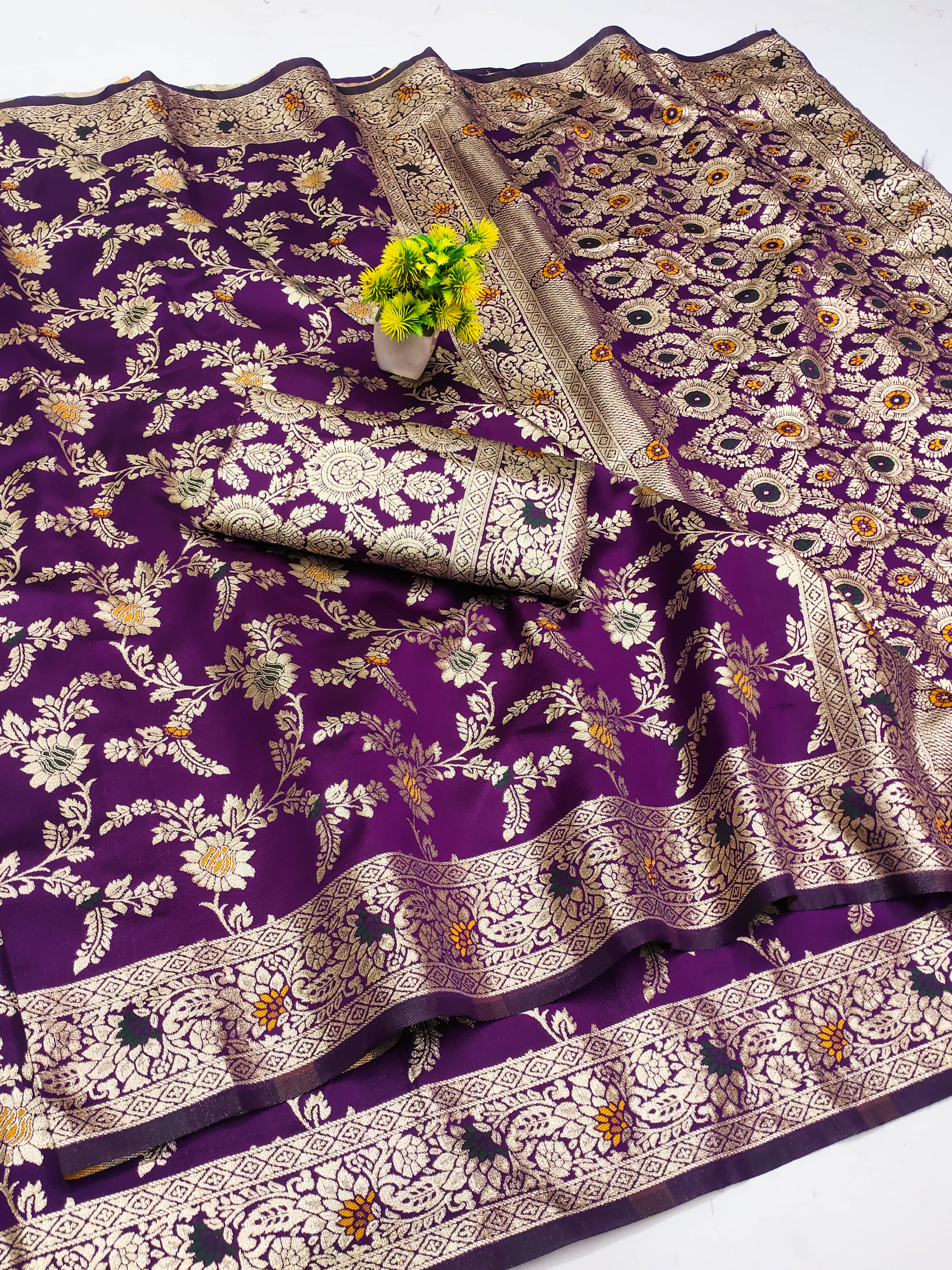 HEMA SILK MILLS Silk Printed Regular Saree With Unstitched Blouse Piece ( Blue ) - Sarees | Buy online on ZillyBuy