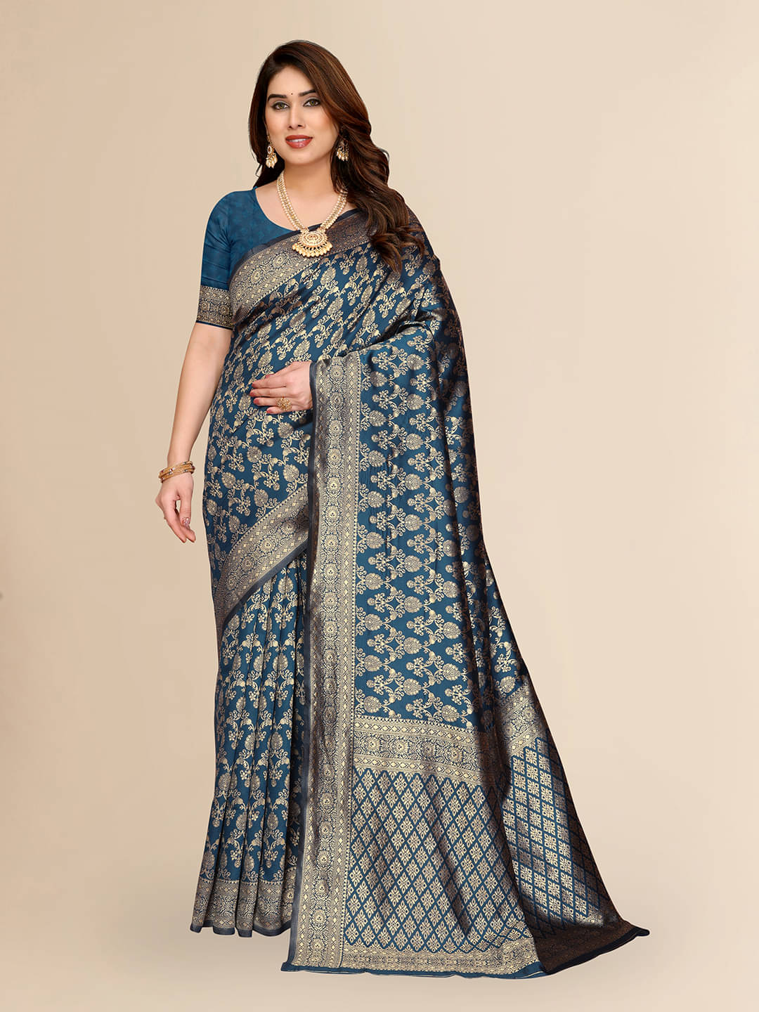    			HEMA SILK MILLS Silk Printed Regular Saree With Unstitched Blouse Piece ( Rama )