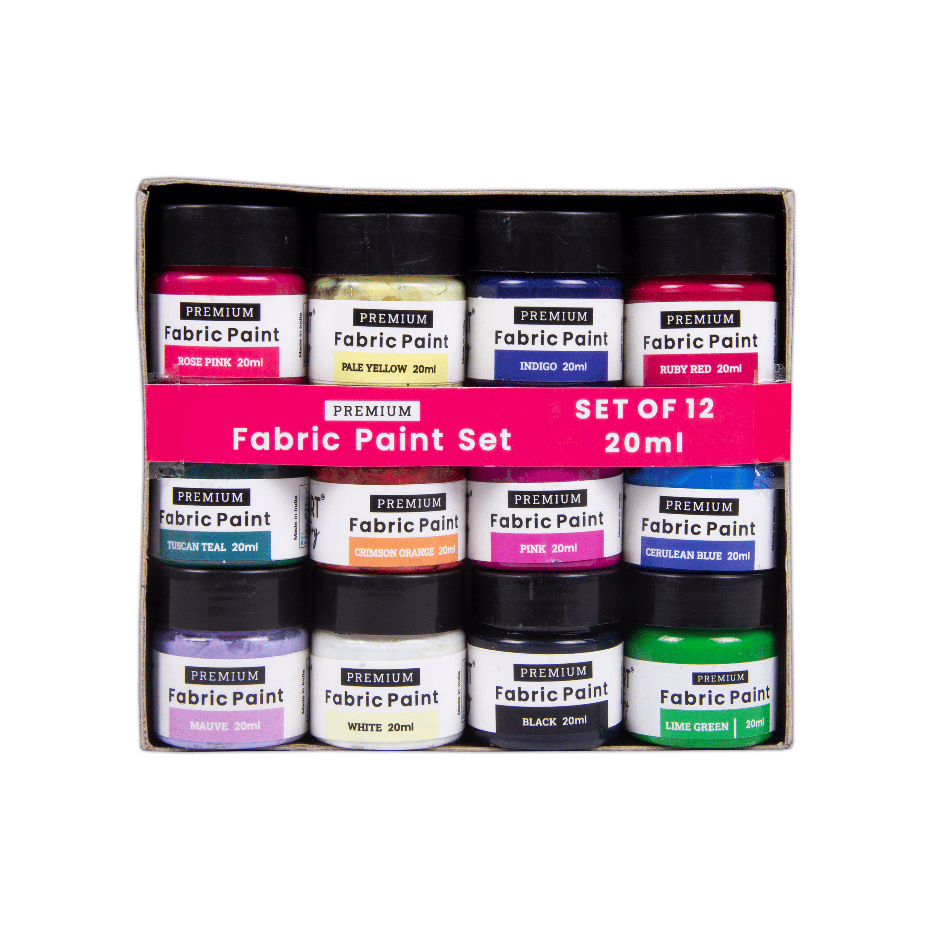     			Itsy Bitsy Acrylic Fabric Paint Set 12 colours X 20ml each