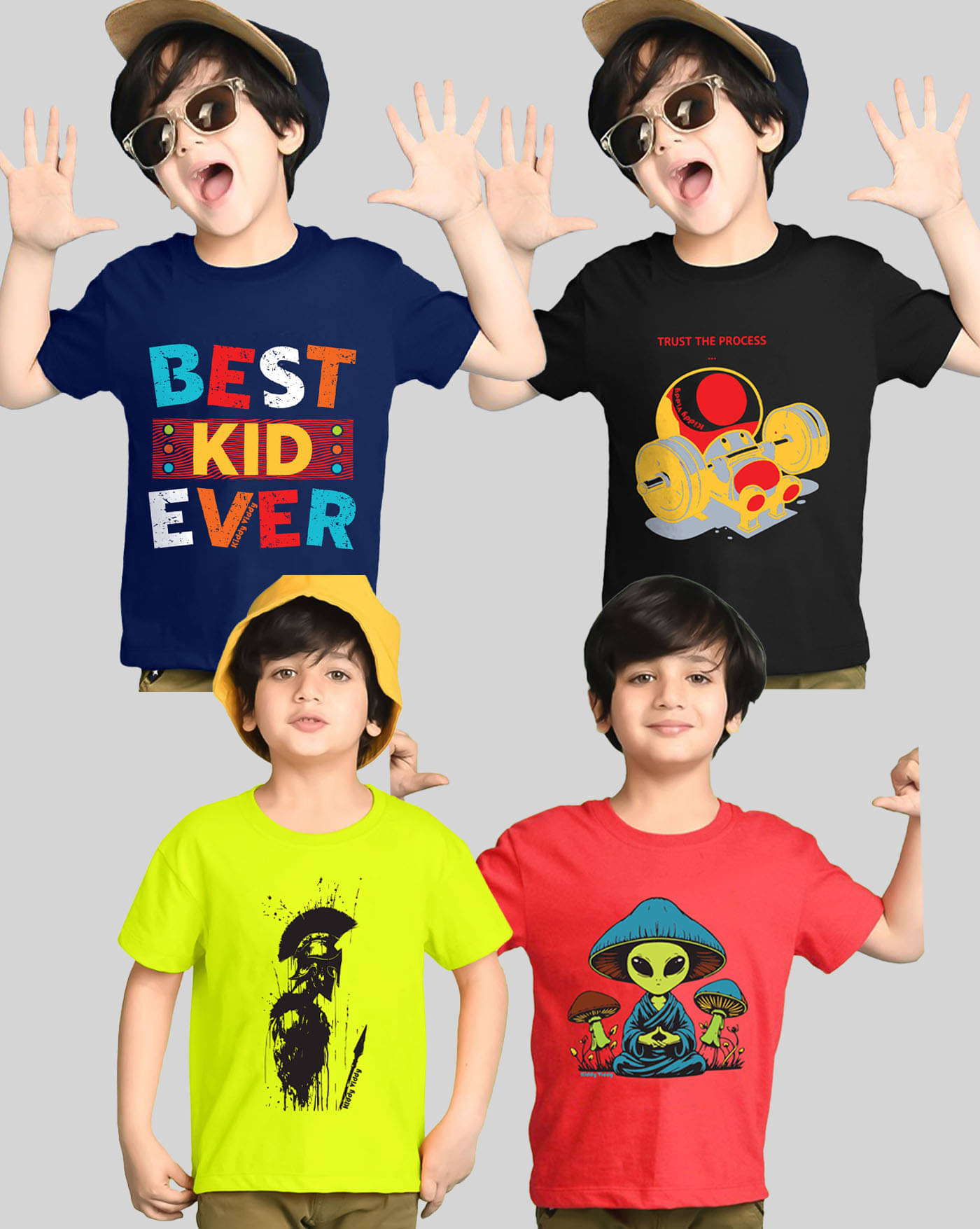     			KIDDY VIDDY Pack of 4 Boys Cotton Blend T-Shirt ( Multicolor )