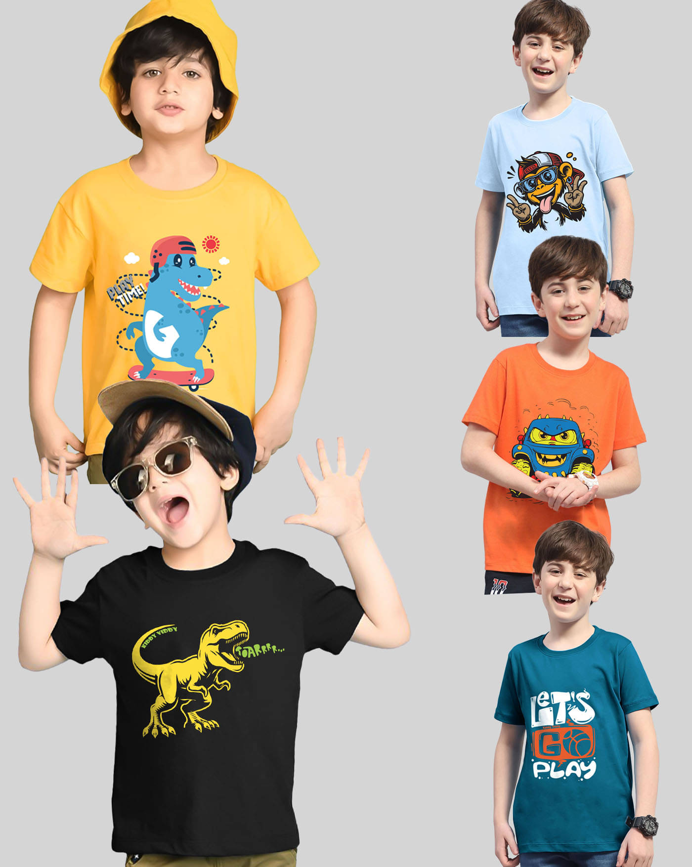     			KIDDY VIDDY Pack of 5 Boys Cotton Blend T-Shirt ( Teal )