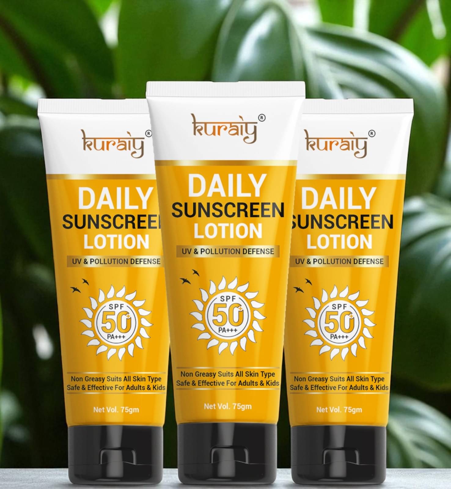     			KURAIY SPF 50 Sunscreen Lotion For All Skin Type ( Pack of 3 )